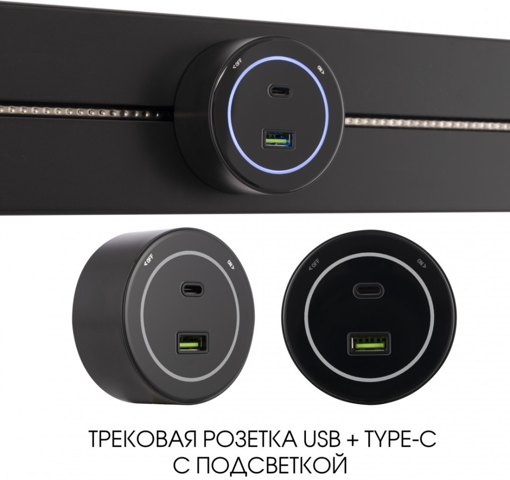 Розетка USB и type C на треке Arte Milano Am-track-sockets-39 399732TS/USB-Type-C Black