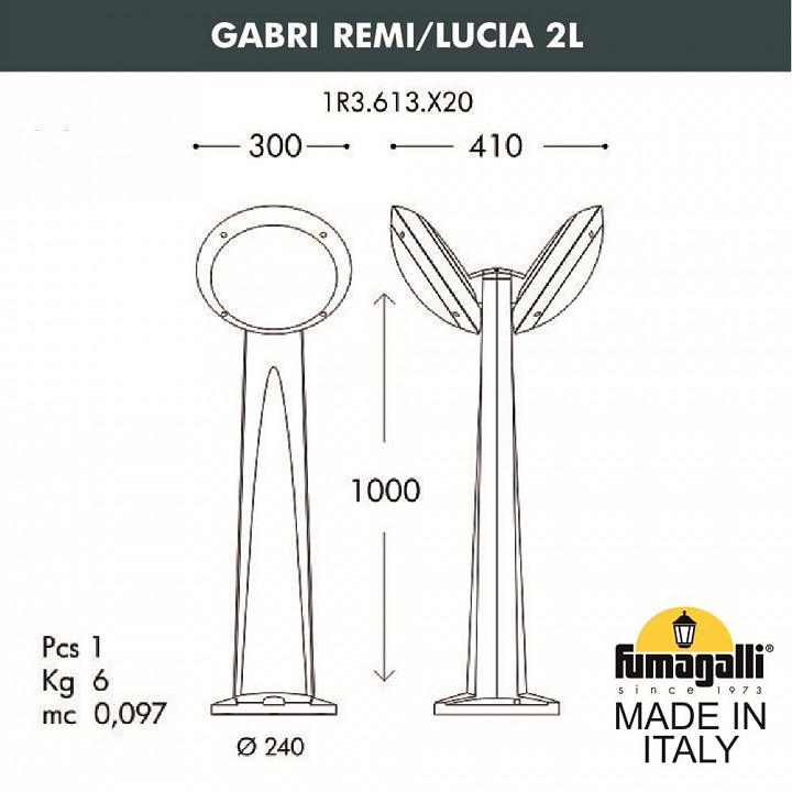 Наземный высокий светильник Fumagalli Lucia 1R3.613.X20.WYE27