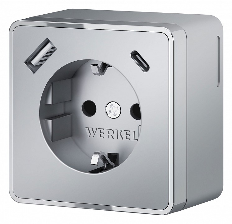 Розетка с заземлением и со шторками и USB Werkel Gallant серебряные W5071706