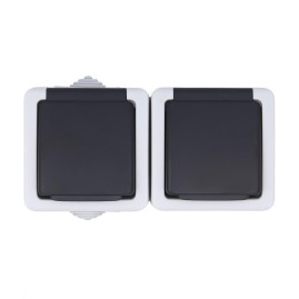 Розетка LK Studio двойная с з/к, EF602G, 16A (серый) 80008