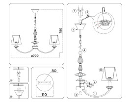 Подвесная люстра Ambrella Light High Light Ceramo Classic LH75024