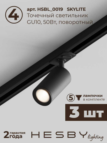 Встраиваемая однофазная трековая система Hesby Lighting Skylite №3 со светильниками HSBL_kompl_S003_VI1B4K