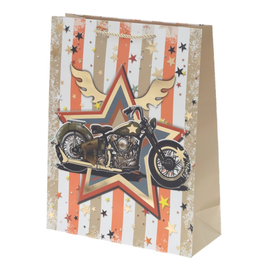 Пакет подарочный L (бумага 210г/м2, блок микс 12шт), L30 W12 H39 см, 4в.