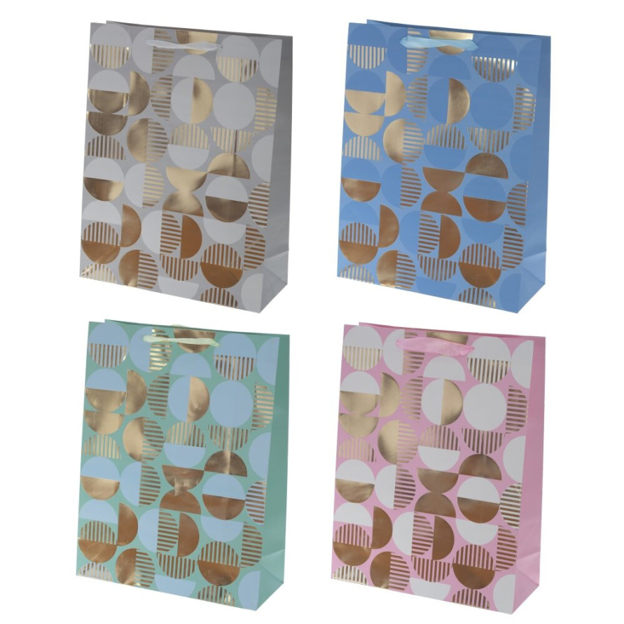 Пакет подарочный L (бумага 210г/м2, блок микс 12шт), L30 W12 H39 см, 4в.