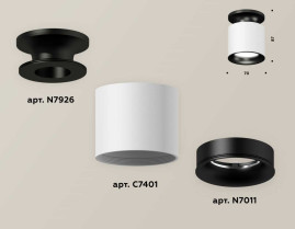 Комплект накладного светильника Ambrella light Techno Spot XS7401082 SWH/PBK белый песок/черный полированный (N7926, C7401, N7011)