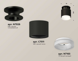 Комплект накладного светильника Ambrella light Techno Spot XS7511064 SBK/PBK/FR черный песок/черный полированный/белый матовый (N7926, C7511, N7165)