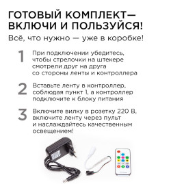 Комплект адресной светодиодной ленты Apeyron 14,4W/m 60LED/m 5050SMD RGB 2M 10-97
