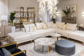 Пуф круглый Murano жаккард синий