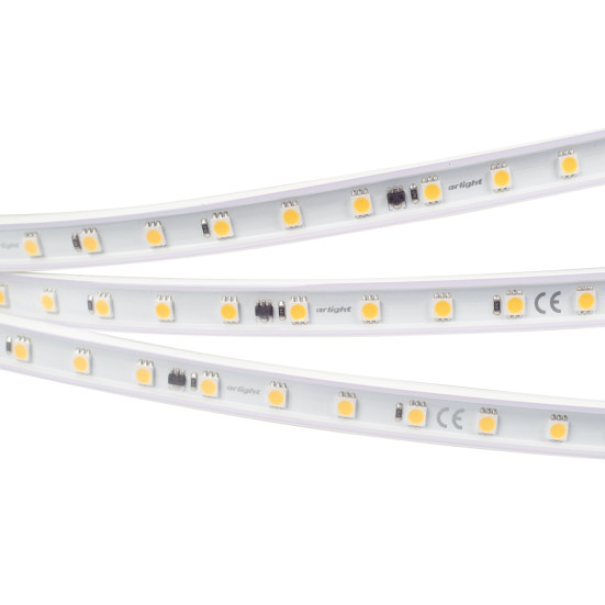 Светодиодная влагозащищенная лента Arlight 8W/m 54LED/m 5060SMD теплый белый 50M 027058(2)