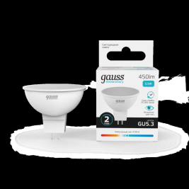 Лампа светодиодная Gauss GU5.3 5.5W 4100K матовая 13526