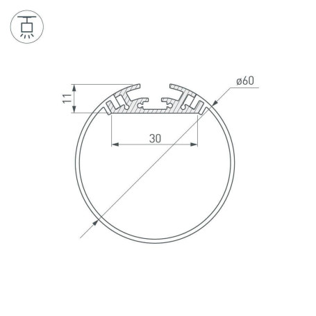 Профиль Arlight SL-ROUND-D60-2000 ANOD 019286
