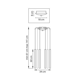 Комплект с подвесной люстрой Lightstar Tubo (574733+747333 (8шт) L8T747333