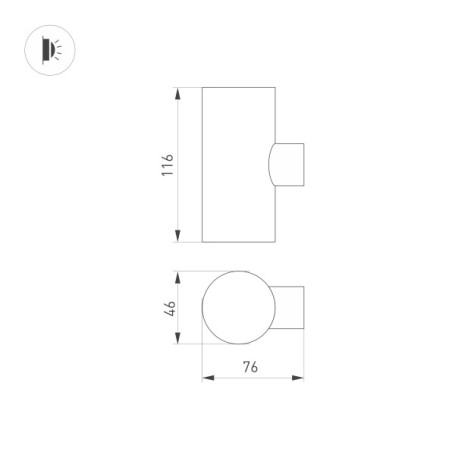 Уличный настенный светодиодный светильник Arlight KT-Ray-Wall-Twin-R46-2X3W Warm3000 034137