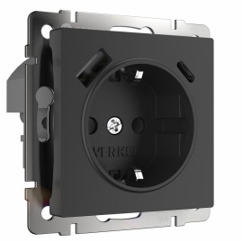 Розетка Werkel с быстрой зарядкой USB Type A+С черный W1171708 4690389176449