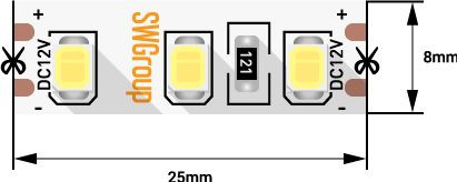 Светодиодная лента SWG 12W/m 120Led/m 2835SMD дневной белый 5M SWG2120-12-12-NW-М 009236