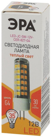 Лампа светодиодная ЭРА G4 5W 2700K прозрачная LED JC-5W-12V-CER-827-G4 Б0049087