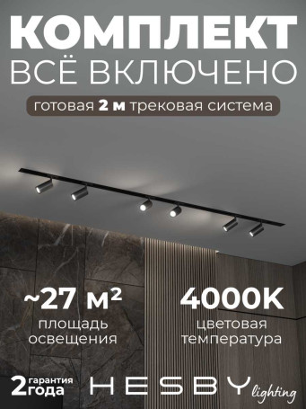 Встраиваемая однофазная трековая система Hesby Lighting Skylite №3 со светильниками HSBL_kompl_S003_VI2B4K