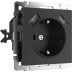 Розетка Werkel с заземлением, шторками и USBх2 черный матовый W1171508 4690389156915