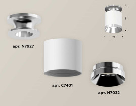 Комплект накладного светильника Ambrella light Techno Spot XS7401101 SWH/PSL белый песок/серебро полированное (N7927, C7401, N7032)