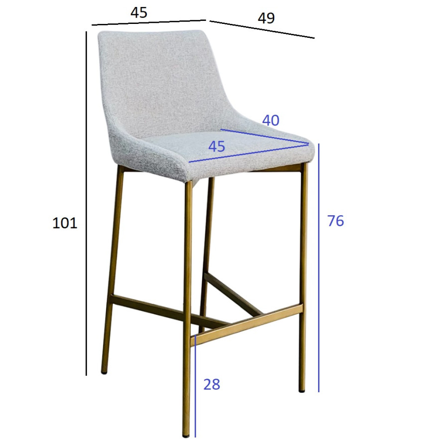 Стул барный белый/бронза