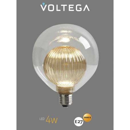 Лампа светодиодная филаментная Voltega 271 E27 4W 3000K прозрачная 8572