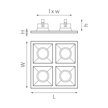 Комплект из светильников и рамки Lightstar Domino Quadro (214547+214507+214506+214506+214506) D54707060606