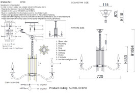 Подвесная люстра Crystal Lux AURELIO SP8 GOLD+CHROME/TRANSPARENT