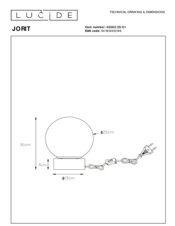 Настольная лампа Lucide Jorit 45563/25/61