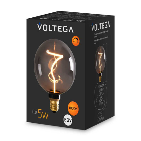 Лампа светодиодная филаментная Voltega 271 E27 5W 1800K дымчатая 8537