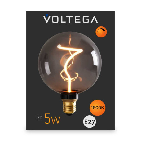 Лампа светодиодная филаментная Voltega 271 E27 5W 1800K дымчатая 8537