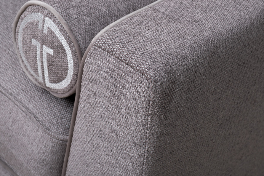 Диван Madrid Memory трехместный шенилл коричневый с кантом