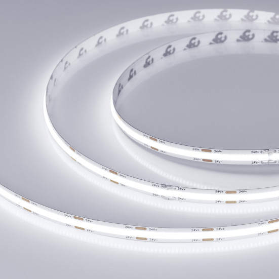Светодиодная влагозащищенная лента Arlight 11,5W/m 54LED/m COB холодный белый 5M COB-NANO-X544-8mm 24V White6000 031906(1)