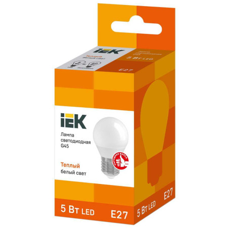 Лампа светодиодная IEK E27 5W 3000K матовая LLE-G45-5-230-30-E27