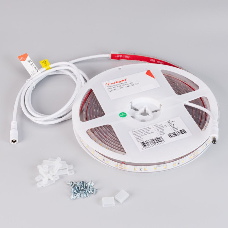 Светодиодная влагозащищенная лента Arlight 8W/m 80Led/m 2835SMD теплый белый 5M RTW-PS-A80-12mm 24V Warm3500 045162