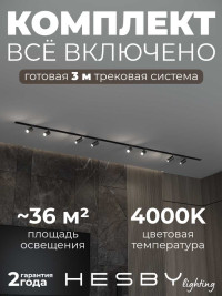 Встраиваемая однофазная трековая система Hesby Lighting Skylite №3 со светильниками HSBL_kompl_S003_VI3B4K