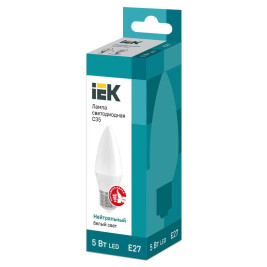Лампа светодиодная IEK E27 5W 4000K матовая LLE-C35-5-230-40-E27