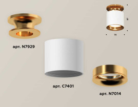Комплект накладного светильника Ambrella light Techno Spot XS7401122 SWH/PYG белый песок/золото желтое полированное (N7929, C7401, N7014)