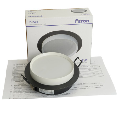 Светильник встраиваемый Feron DL507 потолочный GX53 черный + белый круг 51352
