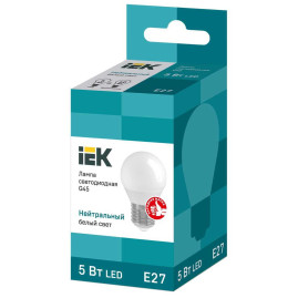 Лампа светодиодная IEK E27 5W 4000K матовая LLE-G45-5-230-40-E27