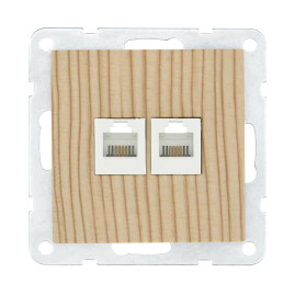 Розетка LK Studio компьютерная 2хRJ-45 кат. 5е с накладкой (сосна) LK60 866225-1