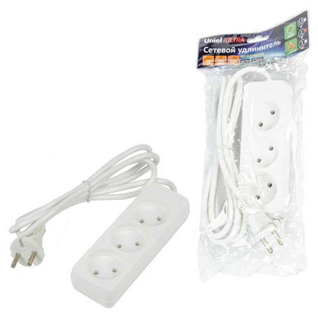 Удлинитель Uniel Ultra 3гн х 2м б/з S-CU3-2 White UL-00009981