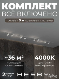 Встраиваемая однофазная трековая система Hesby Lighting Skylite №3 со светильниками HSBL_kompl_S003_VI3W4K