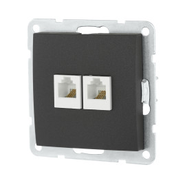 Розетка LK Studio компьютерная 2хRJ-45 кат. 5е с накладкой (черный бархат) LK60 866208-1