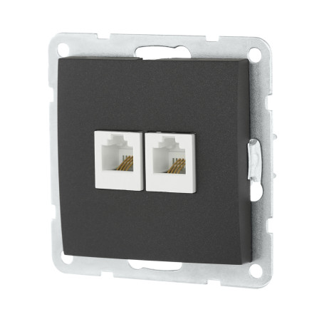 Розетка LK Studio компьютерная 2хRJ-45 кат. 5е с накладкой (черный бархат) LK60 866208-1