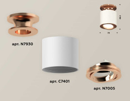Комплект накладного светильника Ambrella light Techno Spot XS7401140 SWH/PPG белый песок/золото розовое полированное (N7930, C7401, N7005)