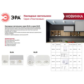 Накладной светильник ЭРА OL25-2 WH Б0054384