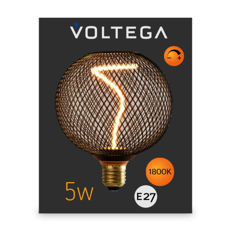 Лампа светодиодная филаментная Voltega 271 E27 5W 1800K черная 8539