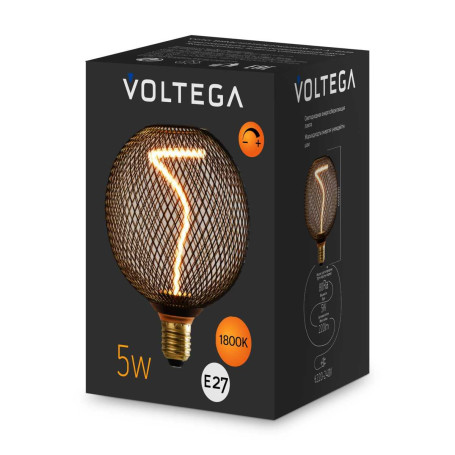 Лампа светодиодная филаментная Voltega 271 E27 5W 1800K черная 8539
