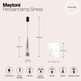 Подвесной светодиодный светильник Maytoni Sintesi P090PL-L12CH3K