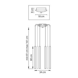Комплект с подвесной люстрой Lightstar Tubo (574737+747437 (8шт) L8T747437